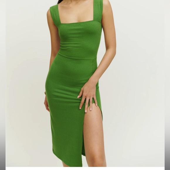 Olive green worn once reformation dress NEVER USED - Picture 5 of 7